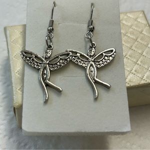 Fairy angel silver tone earrings